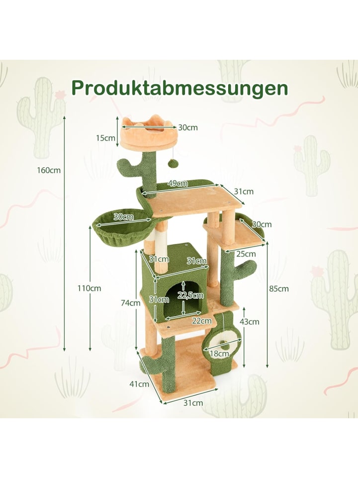 COSTWAY Kratzbaum Kaktus 160 cm in Grün günstig kaufen onesize