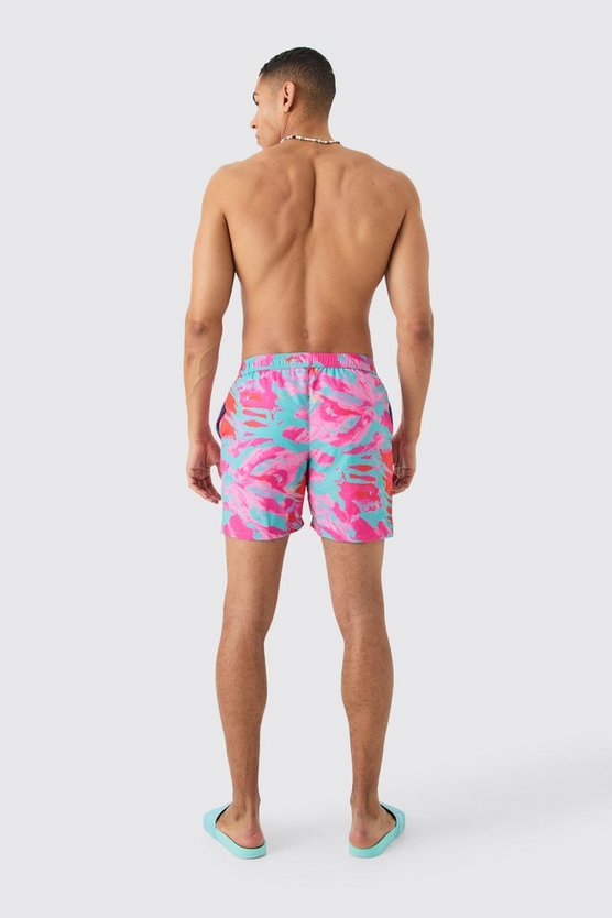 Mittellange Badehose mit abstraktem Print