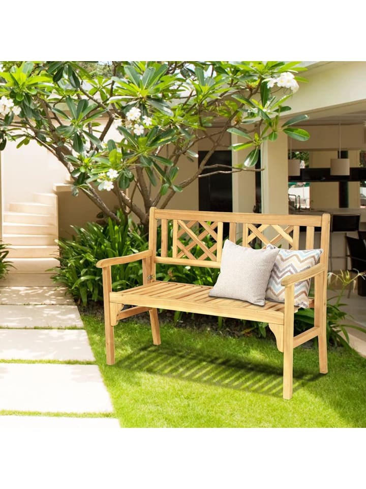 COSTWAY Gartenbank 2-Sitzer klappbar in Hellbraun günstig kaufen onesize