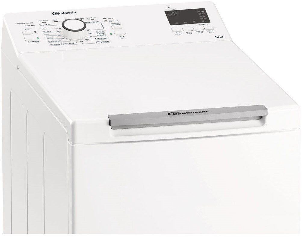 BAUKNECHT Waschmaschine Toplader WAT Eco 612 N, 6 kg, 1200 U/min, Antiflecken, Fresh-Finish, Kurz-Taste