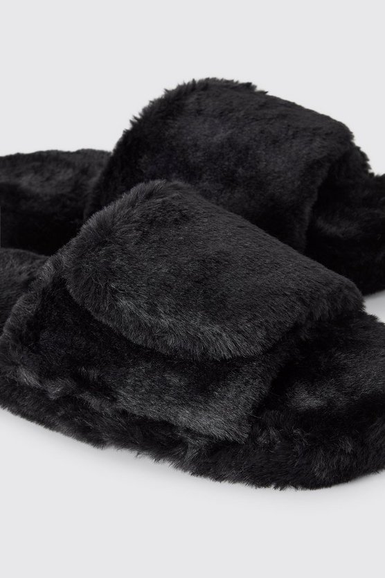 Offene Velour-Hausschuhe