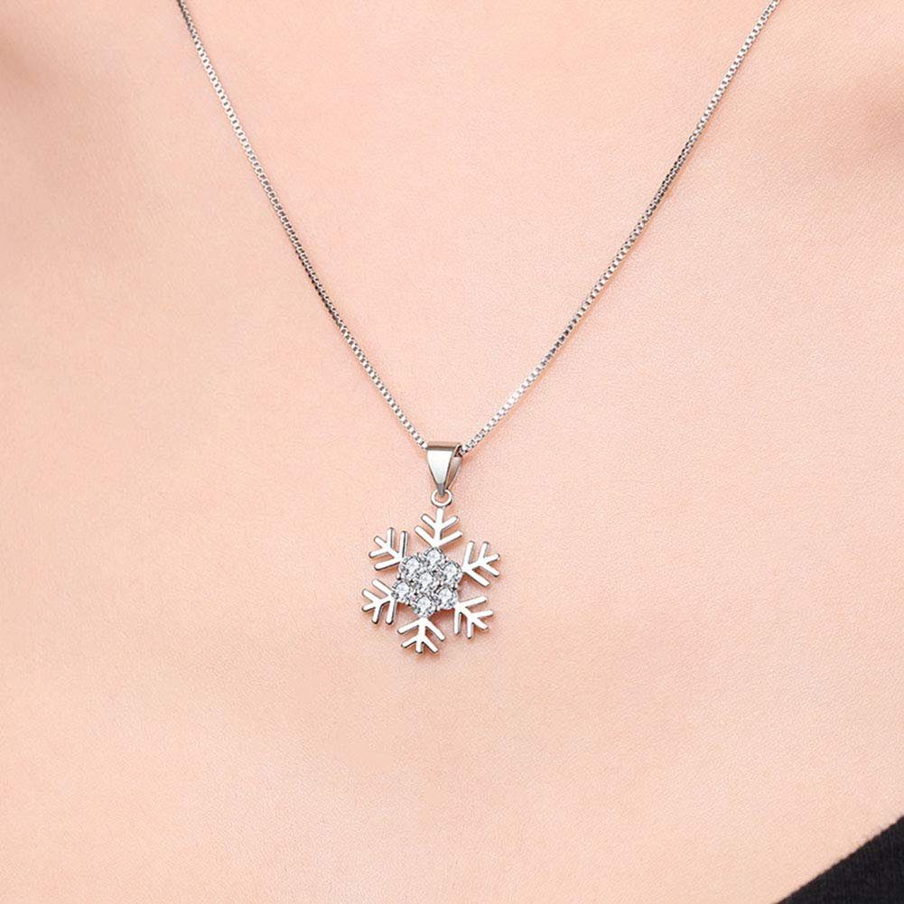 POCHUMIDUU Ohrring und Ketten Set Weihnachtskette Ohrringe-Set (3-tlg., Hakenohrringe mit weißem Zirkonia, Schneeflocken-Anhänger), Geschenk zu Weihnachten
