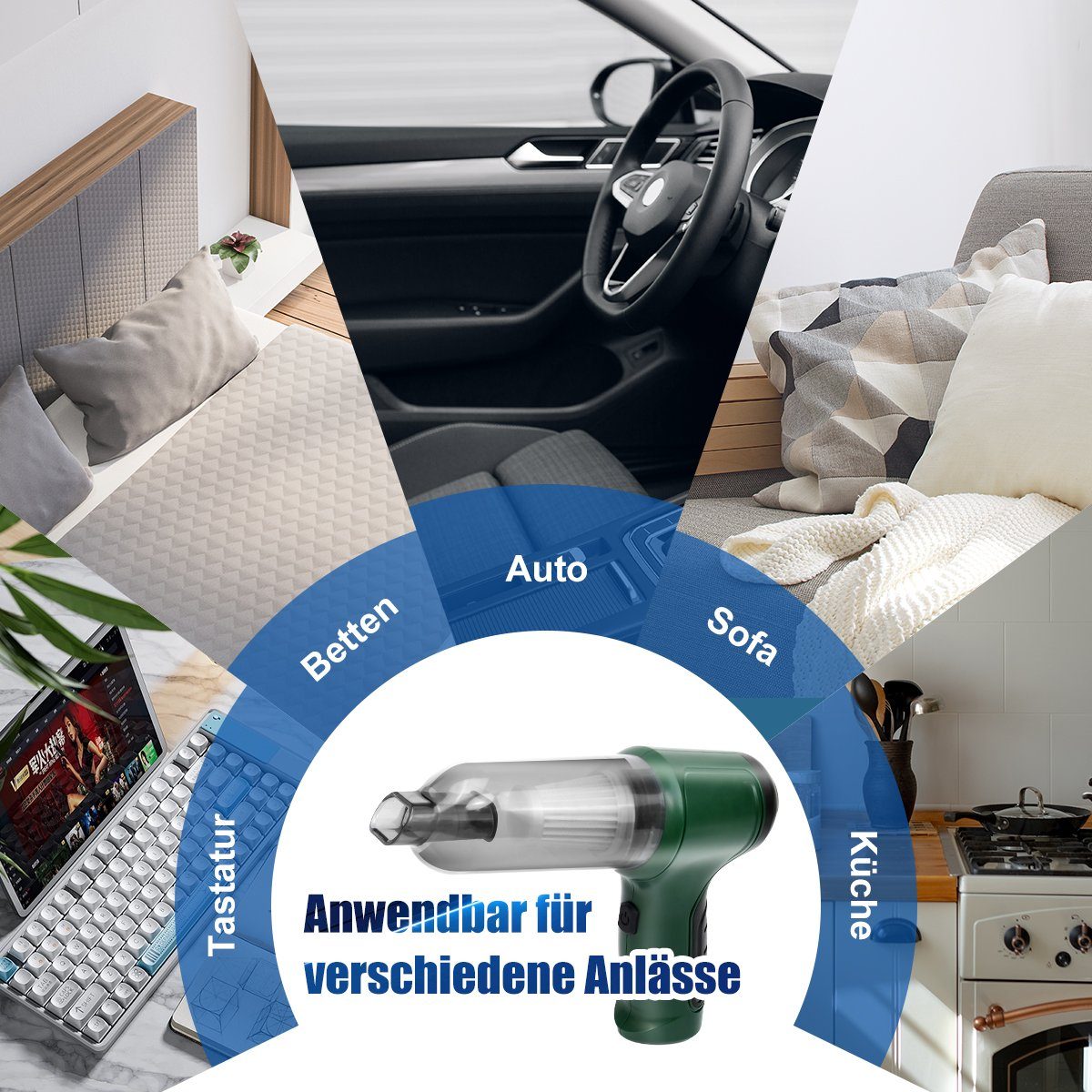 7Magic Akku-Handstaubsauger Kabelloser Handstaubsauger, 9000PA Mini Handstaubsauger Akku Stark, 120 W, beutellos, 4000mah 120W Autostaubsauger Wiederaufladbar, mit HEPA Filter