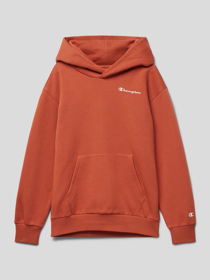 Hoodie mit Label-Stitching Modell 'Rochester' in terrakotta