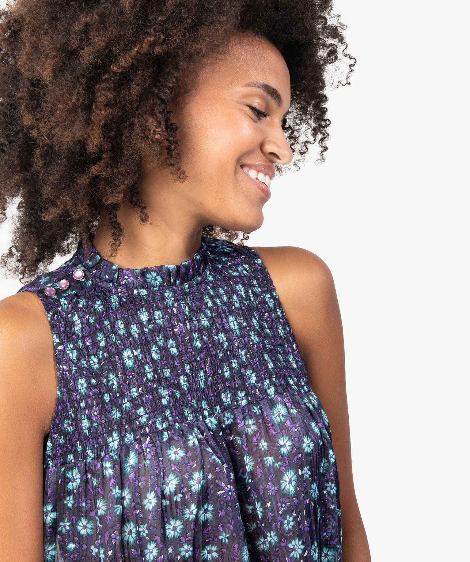 Blouse femme imprimée sans manches imprime | GEMO