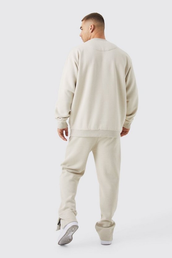 Oversize Sweatshirt-Trainingsanzug mit rohem Saum