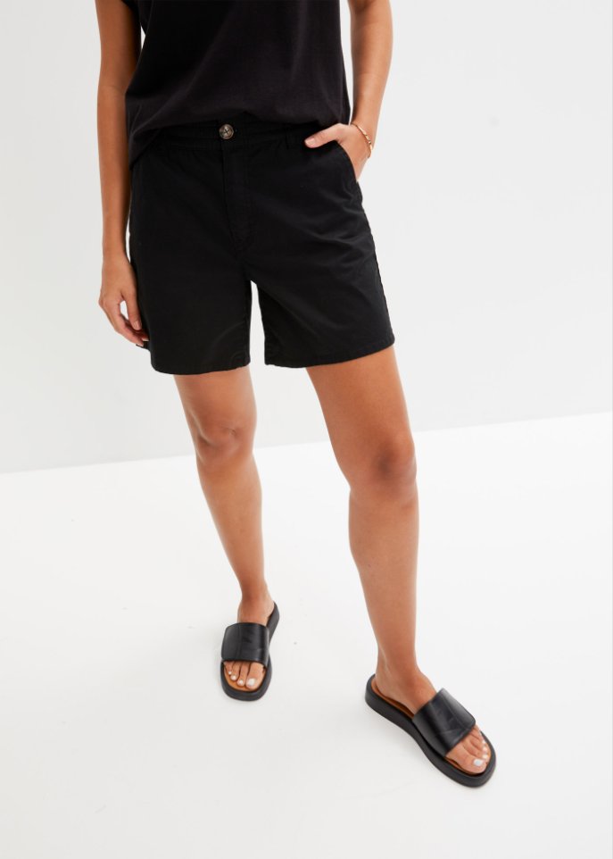 High Waist Shorts aus Twill