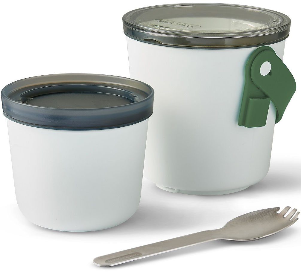 black+blum Lunchbox, Kunststoff, (Set, 1-tlg), 2-in-1, mit Tragegurt und Göffel (Gabel-Löffel-Kombination), 900 ml
