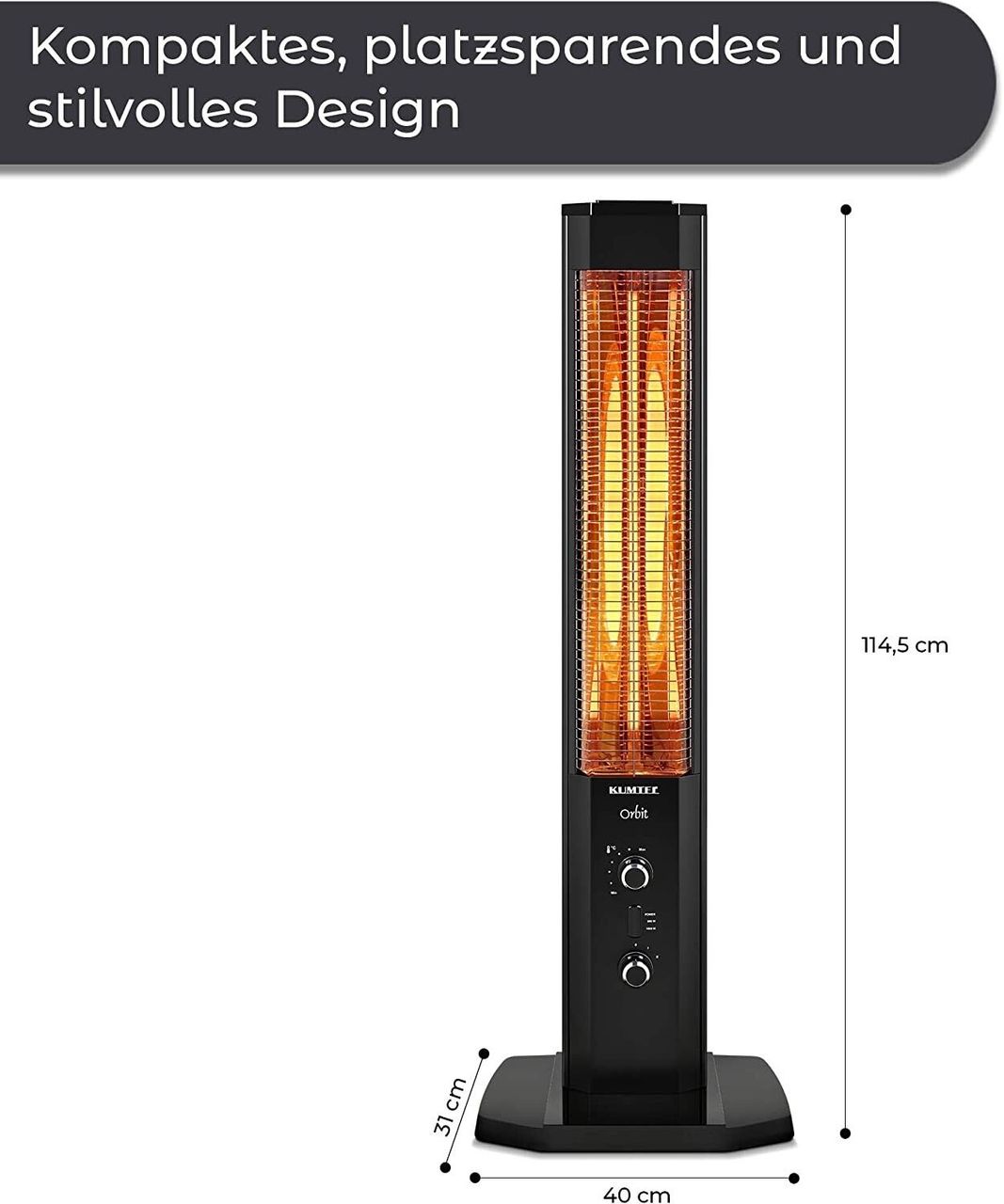 00 Null Null Kumtel Infrarot Stand Heizstrahler Heizgerät Heizung Elektroheizung 1200 Watt Schwarz