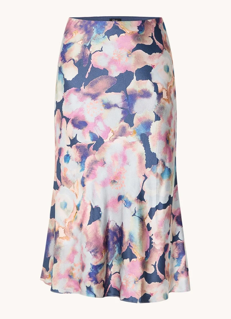 Fustă midi din satin cu imprimeu floral Rails Ayna