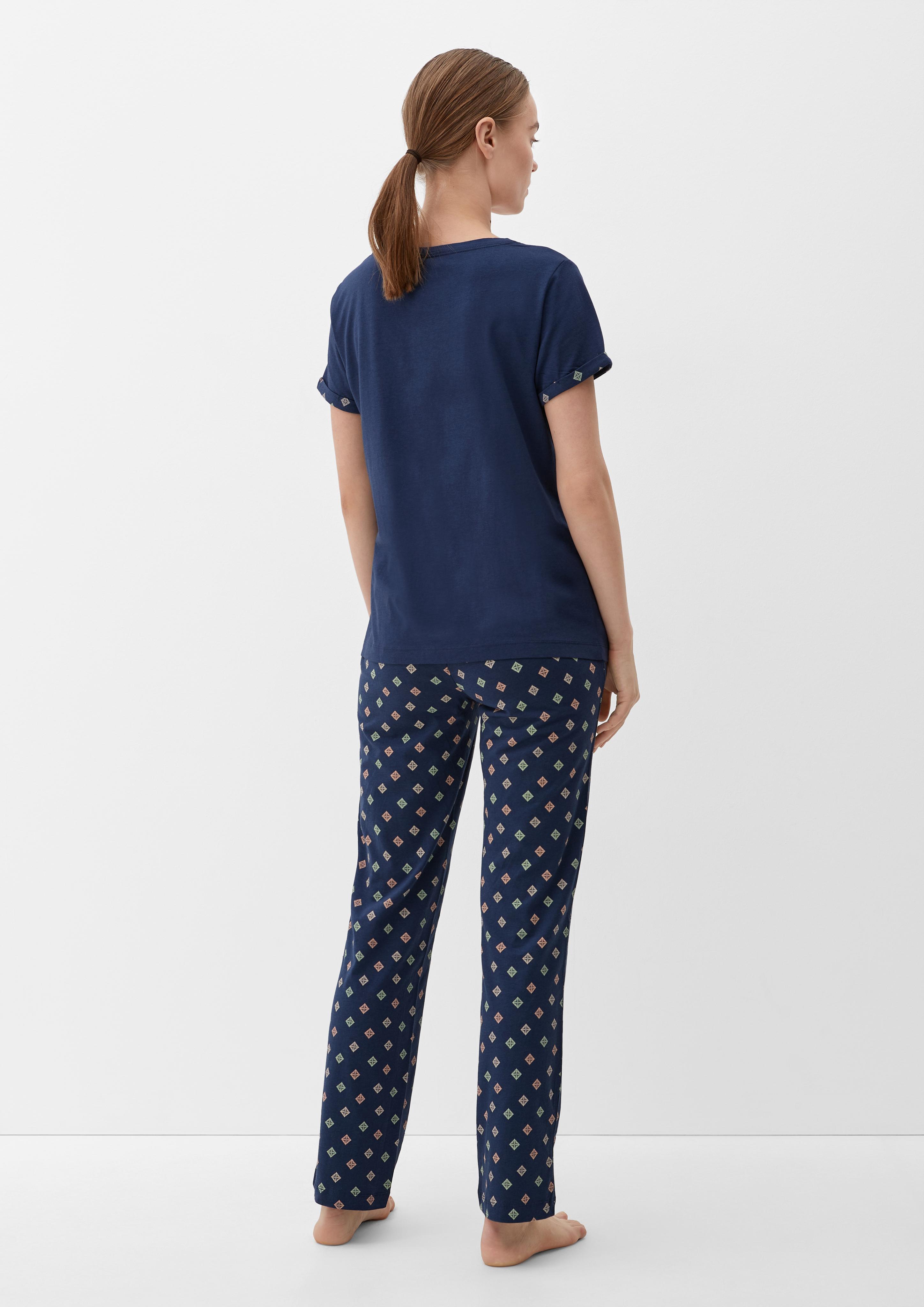 Pyjama-Shirt mit fixiertem Armumschlag  6008356-5865
