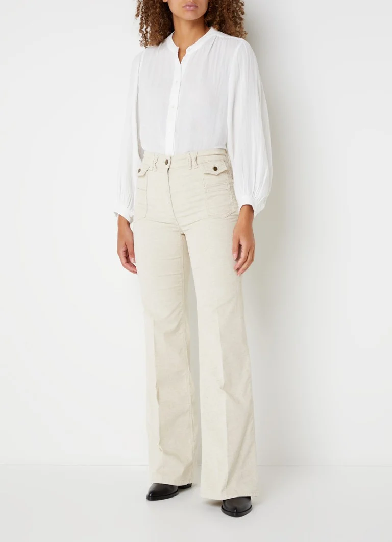 Pantaloni a vita alta svasati in velluto a coste misto lino di Gerard Darel Anna