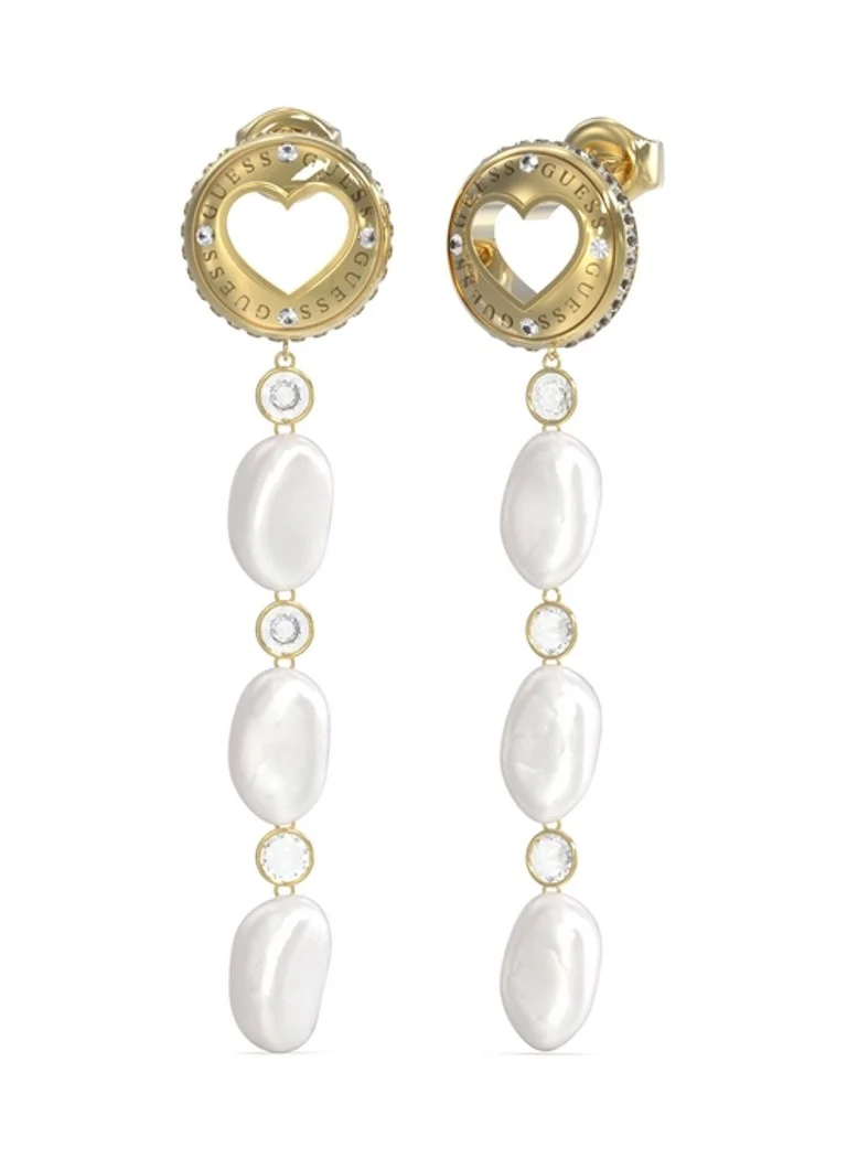 GUESS Stud earrings with pearl and zirconia JUBE03340JWYGT-U