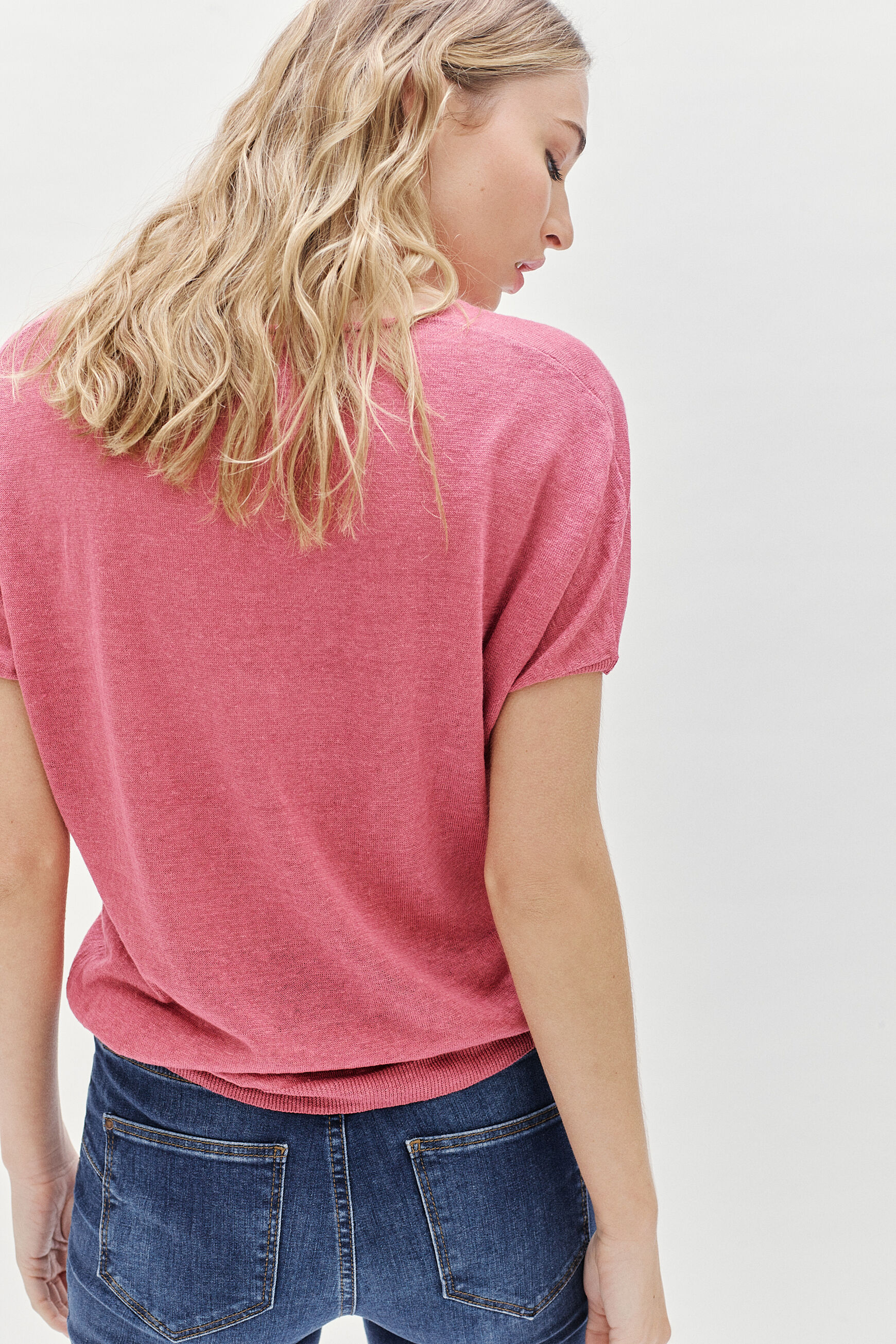 pull milane 100% lin rose femme