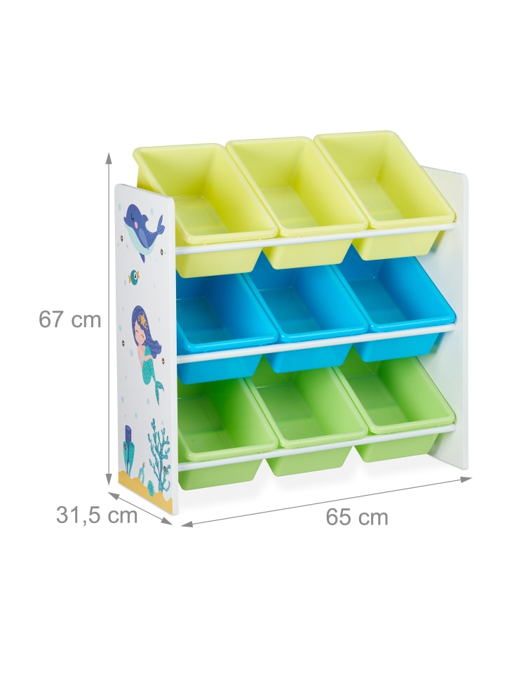 relaxdays Kinderregal Meerjungfrau in Bunt - (B)65 x (H)67 x (T)31,5 cm günstig kaufen onesize