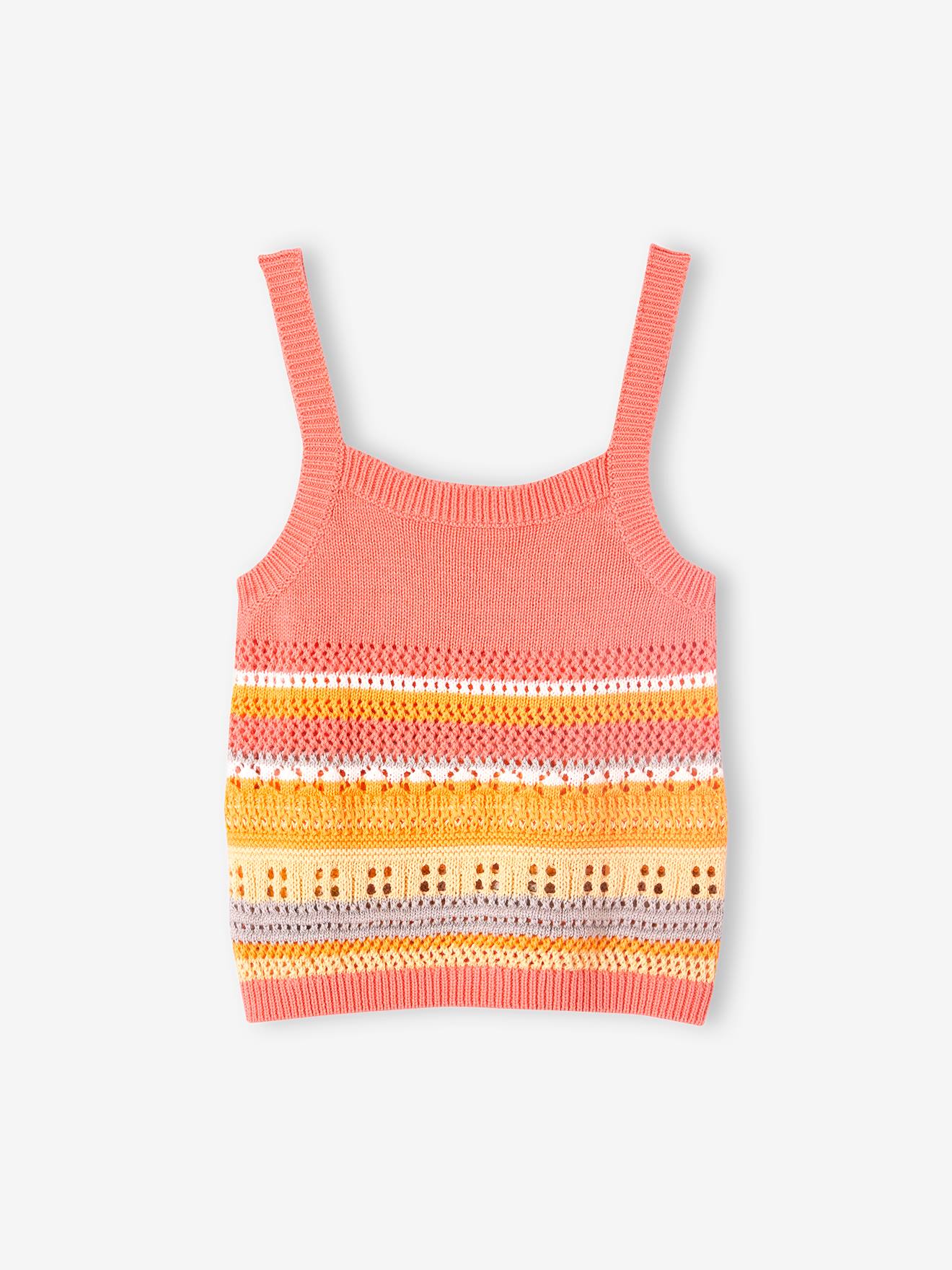 Vertbaudet Gehäkeltes Mädchen-Set: Top & Shorts - pfirsich