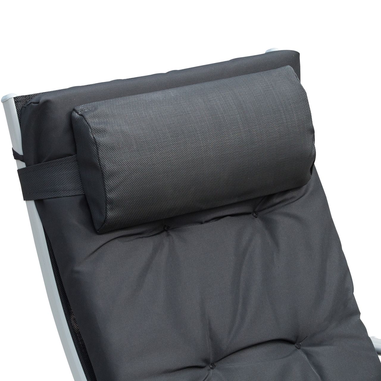 Outsunny Sonnenliege mit Kissen Klappbare Strandliege Gartenliege 7-stufig verstellbare Rückenlehne Relaxliege Metall Textilene Schwarz 137 x 63,5 x 100,5 cm
