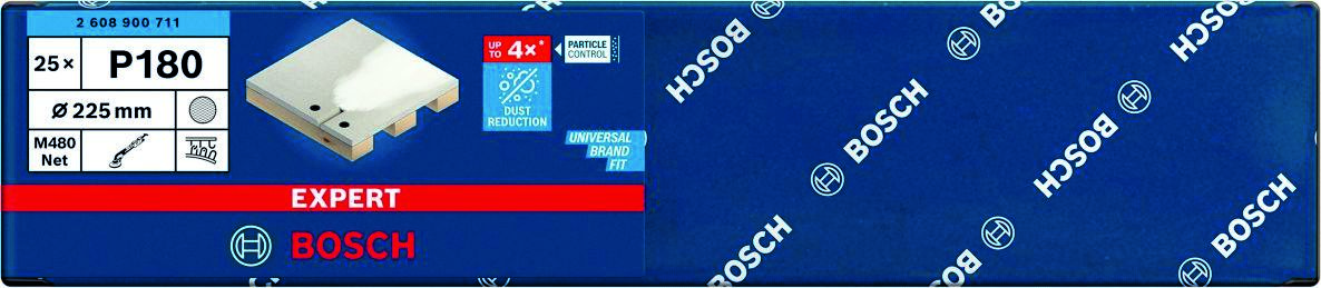 Accessori Bosch Blue 2608900711 Rete abrasiva Expert M480 per levigatrici per cartongesso, 225 mm, K180, 25 pezzi