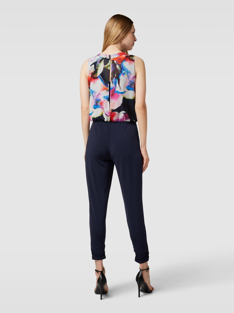 Jumpsuit mit kontrastivem Muster in marineblau