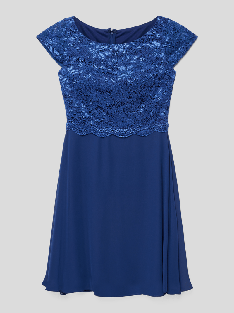 Kleid mit Spitzenbesatz in royalblau