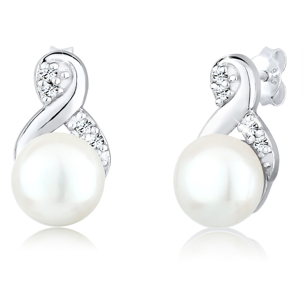 Elli Elli Boucles d'Oreilles Femmes Clous d'oreilles Infinity Élégant avec Perle d'eau Boucles d'oreilles