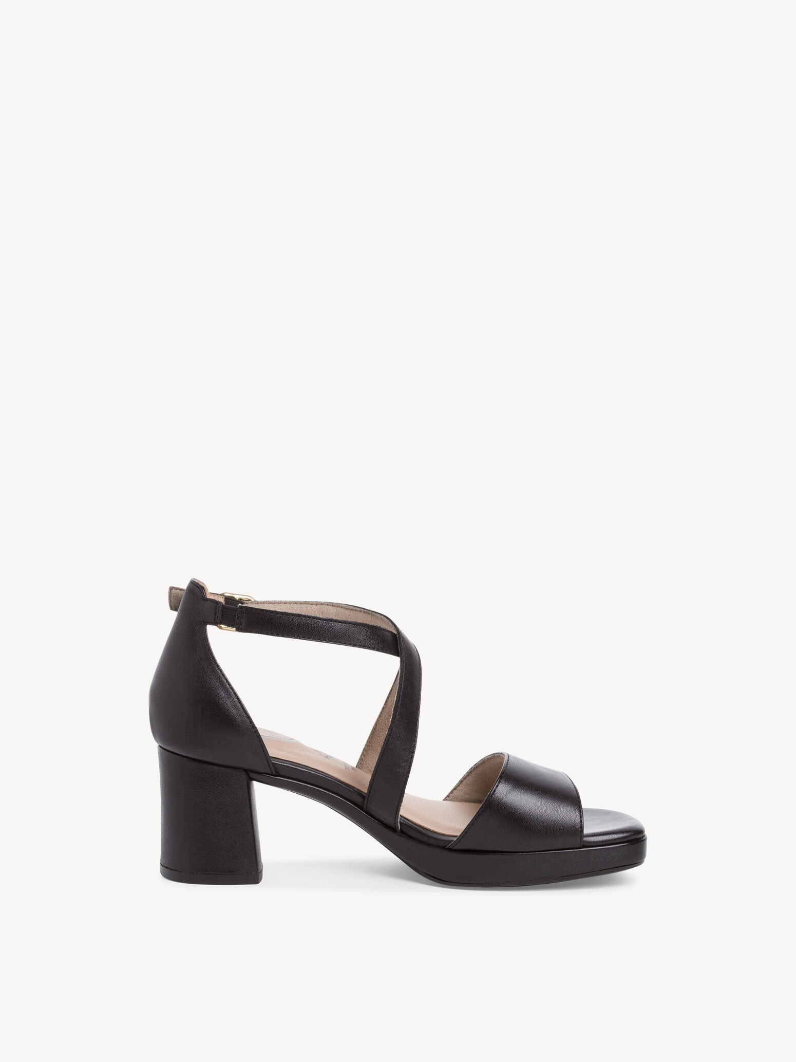 Sandale à talon en cuir - noir