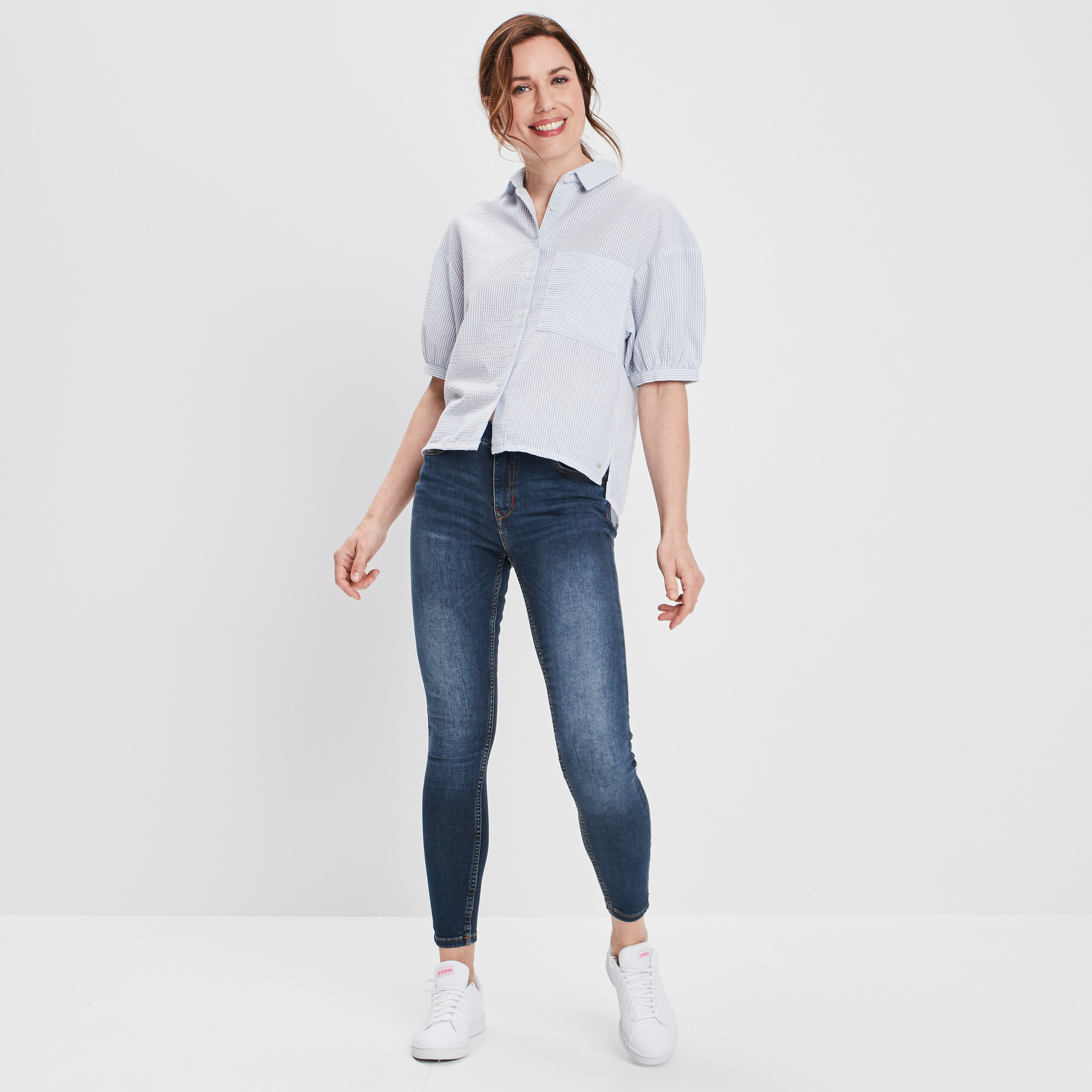 Chemise manches 3 4 blanc femme | La Halle