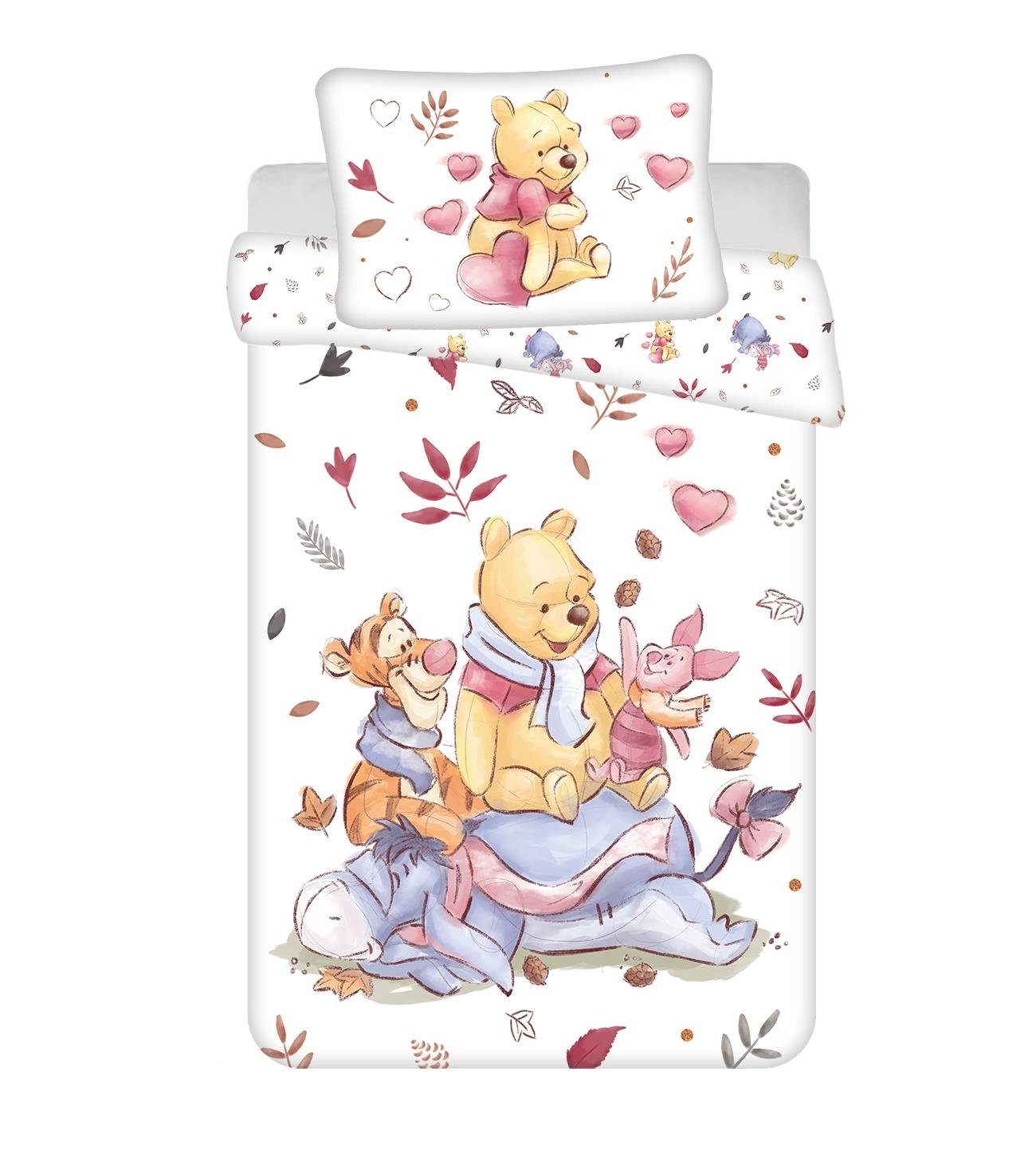 Babybettwäsche Winnie Pooh Kinder Bettwäsche Kopfkissen Bettdecke  100x135 cm,  Winnie Puuh, Renforcé, 2 teilig, 100% Baumwolle