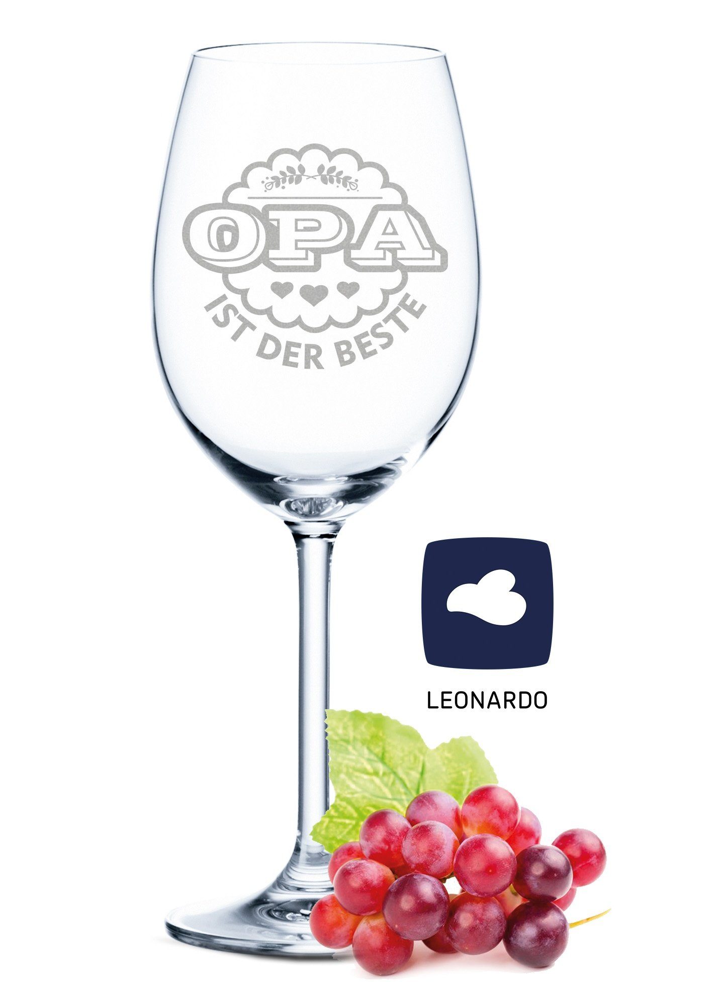 GRAVURZEILE Rotweinglas Leonardo Weingläser im Set - Oma ist die Beste & Opa ist der Beste, Glas, graviertes Geschenk für Oma & Opa