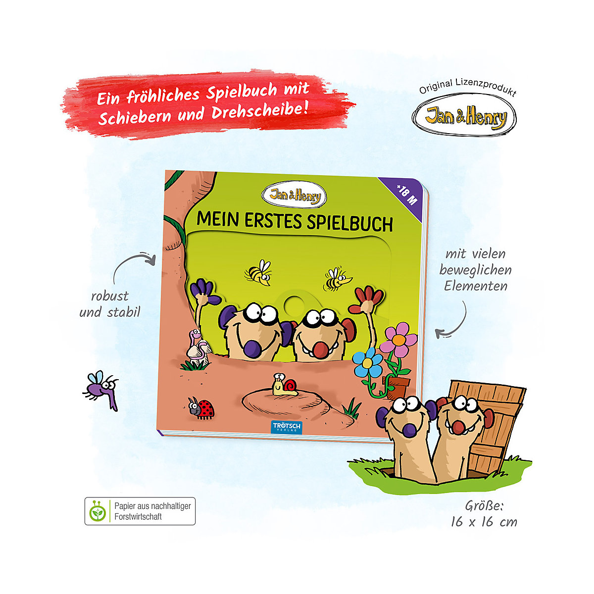 Trötsch Jan und Henry Mein erstes Spielbuch Pappenbuch mit Schiebern