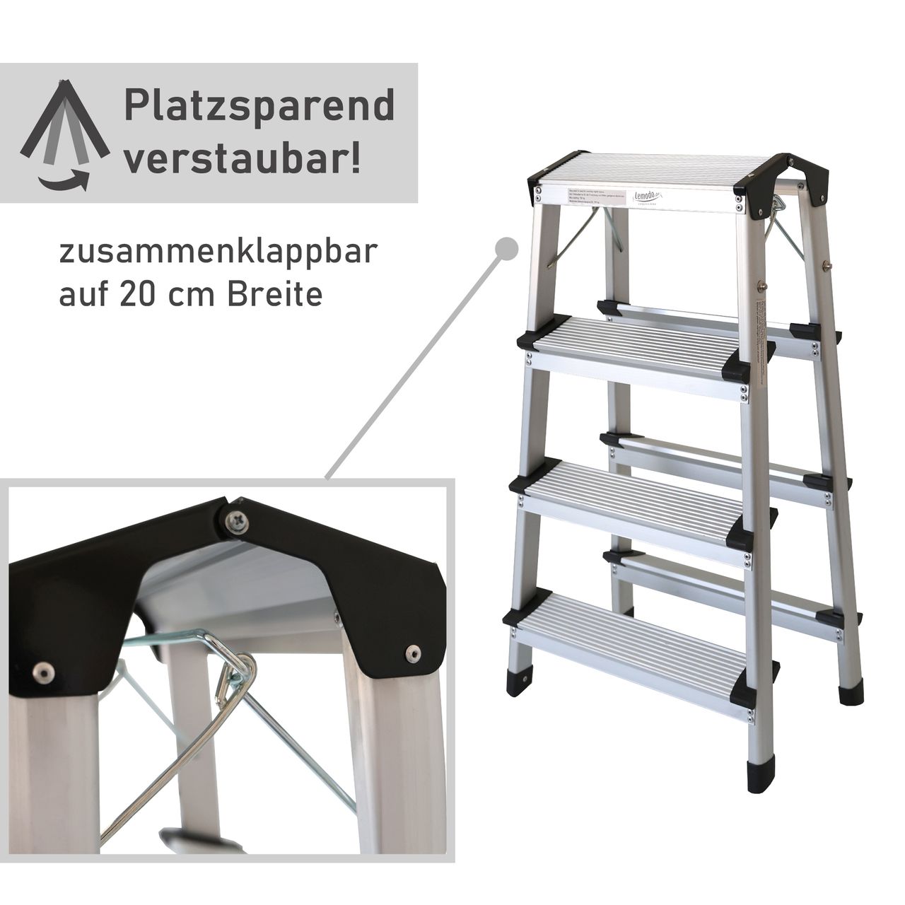 Lemodo Alu Trittleiter mit 4 Stufen