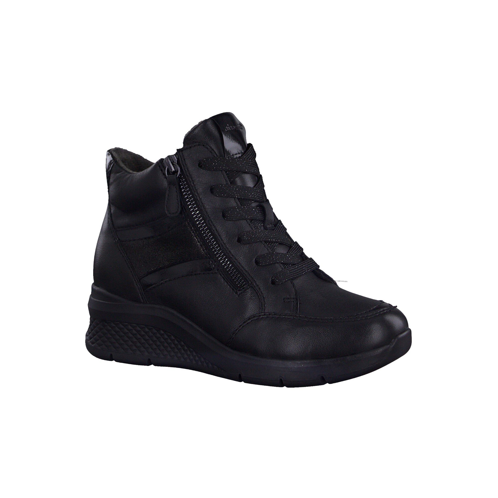 Baskets montantes zippées dessus cuir