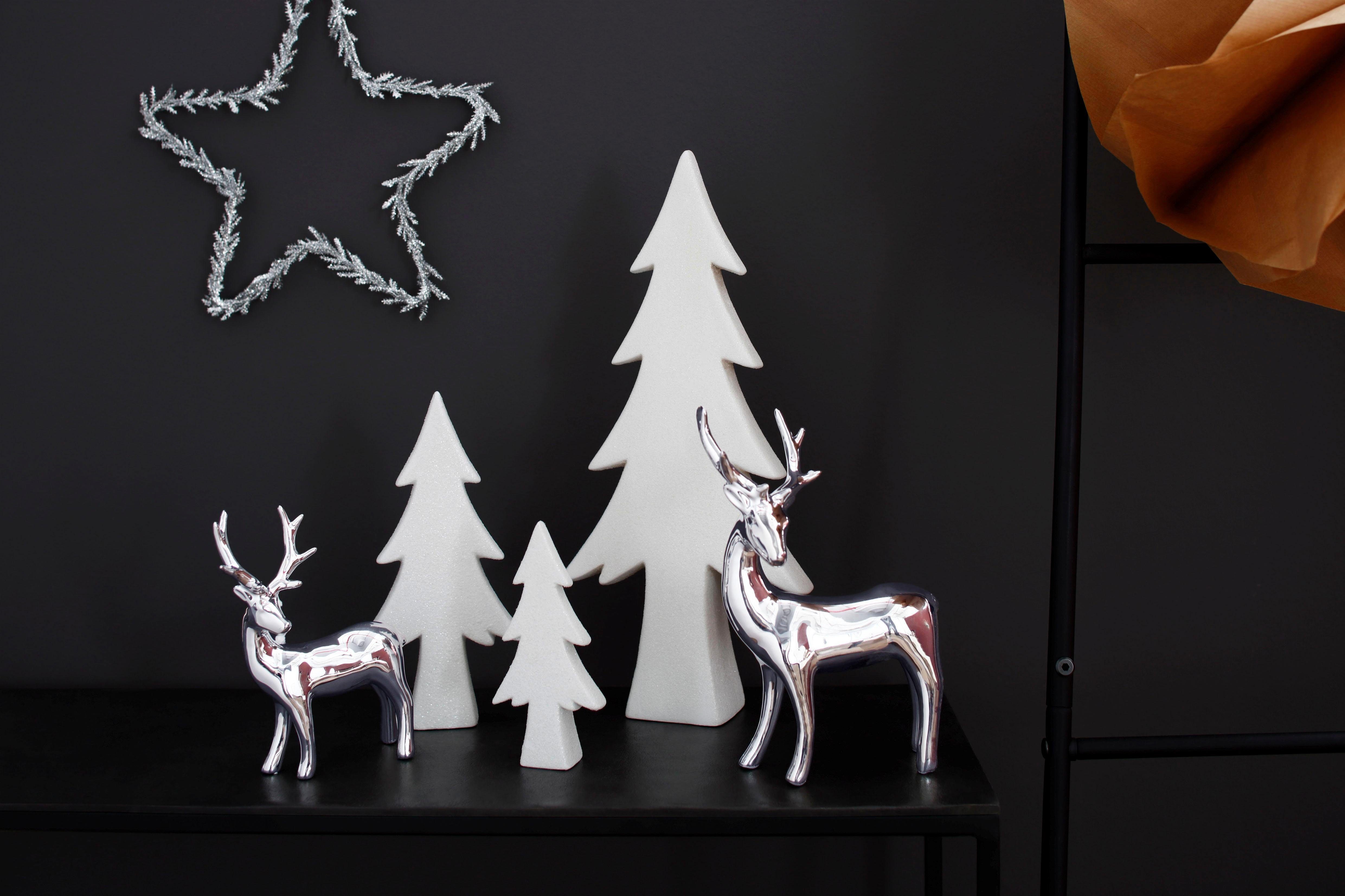 Home affaire Weihnachtsfigur Hirsch, Weihnachtsdeko (Set, 2 St), Dekofigur, Hochglanz, Höhe ca. 13 cm und 16 cm