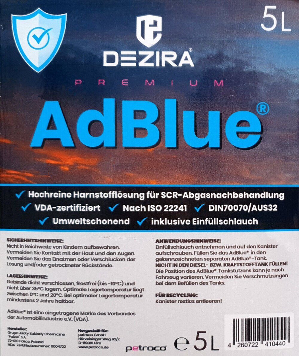 Teico Harnstofflösung ADBLUE® 5 Liter HARNSTOFFLÖSUNG MIT EINFÜLLSTUTZEN NACH ISO 22241, 5 l
