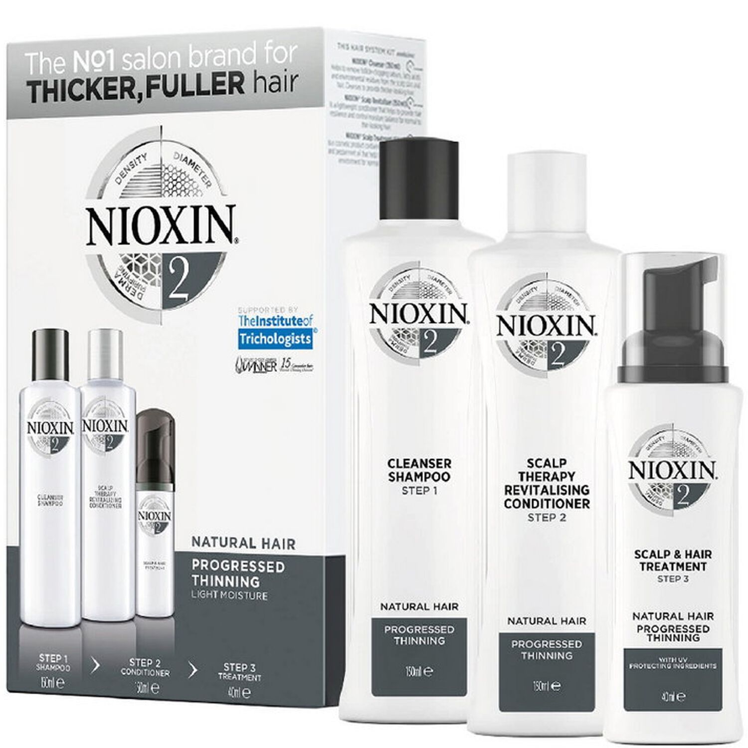 Nioxin System 2 Coffret Cheveux Naturels & Visiblement Clairsemés - 3 Produits