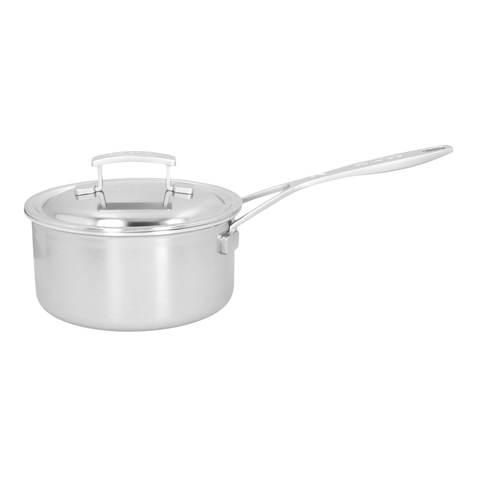 Stieltopf mit Deckel 18 cm, 18/10 Edelstahl, Silber