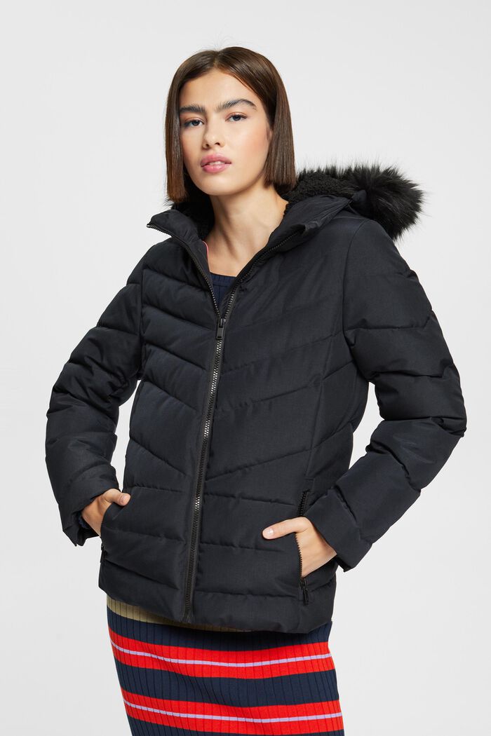 Steppjacke mit Webfellkapuze