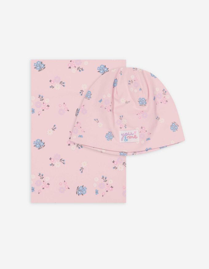 Set aus Mütze und Schal - Florales Muster