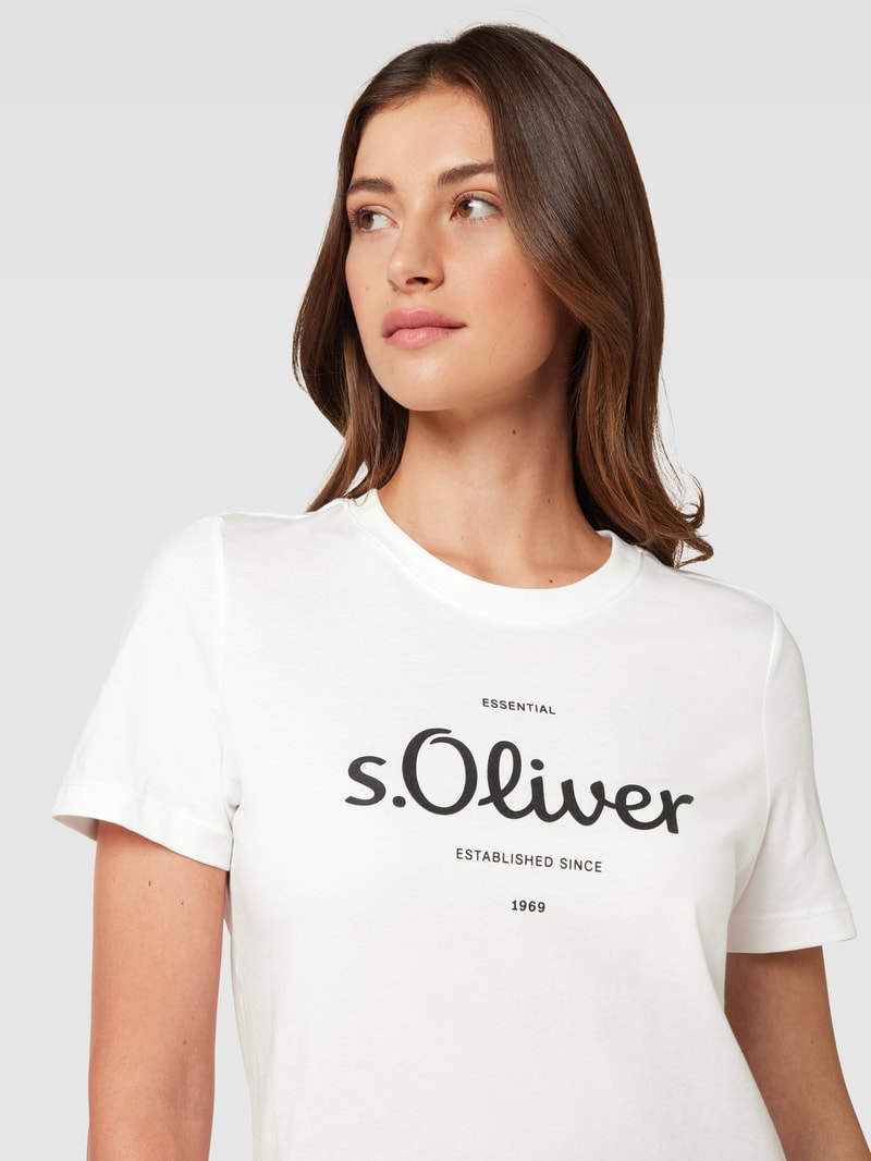 T-Shirt mit Label-Print in offwhite