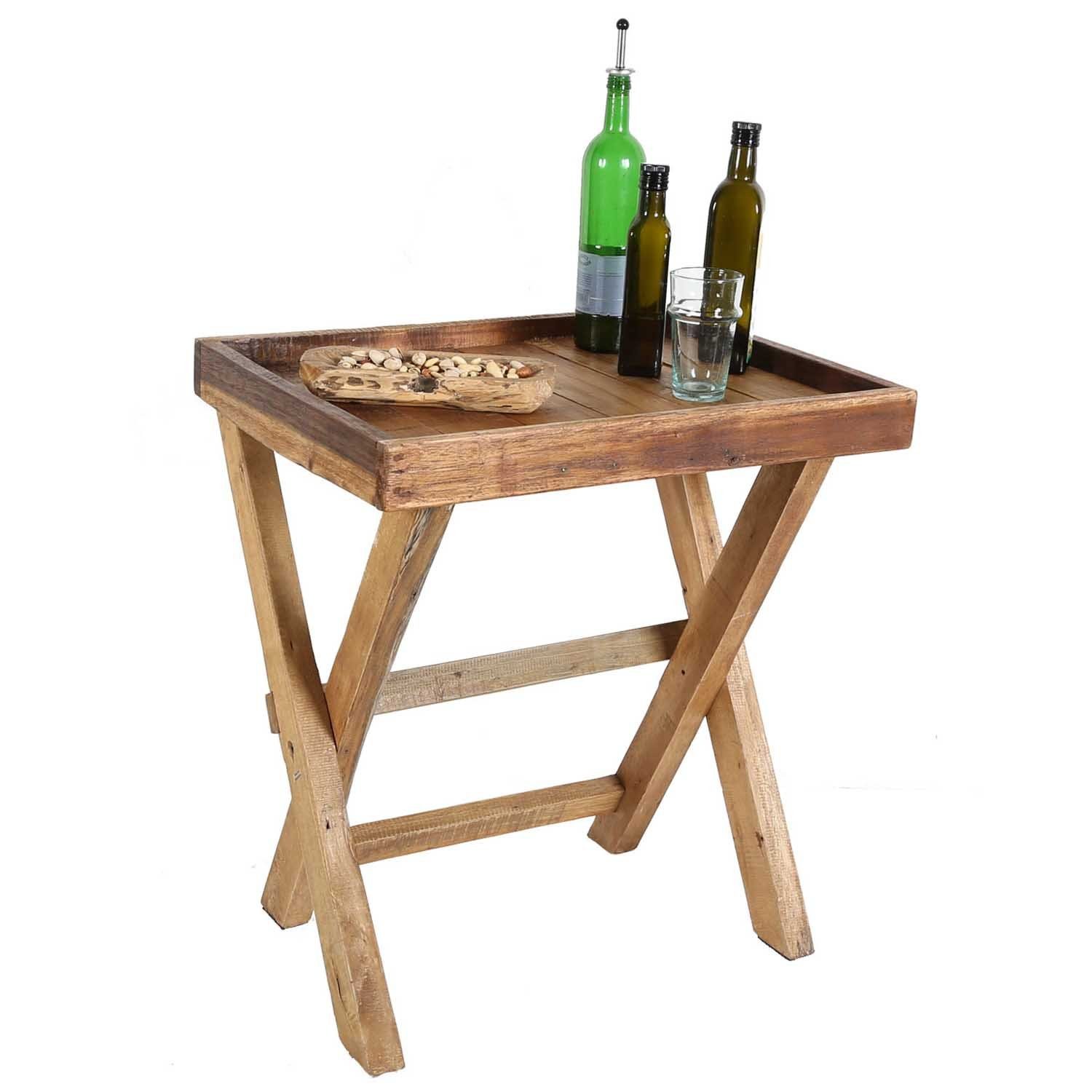 Casa Moro Klapptisch Beistelltisch Holz IMPERIA Gartentisch Serviertisch Campingtisch, recyceltes Teak Holz