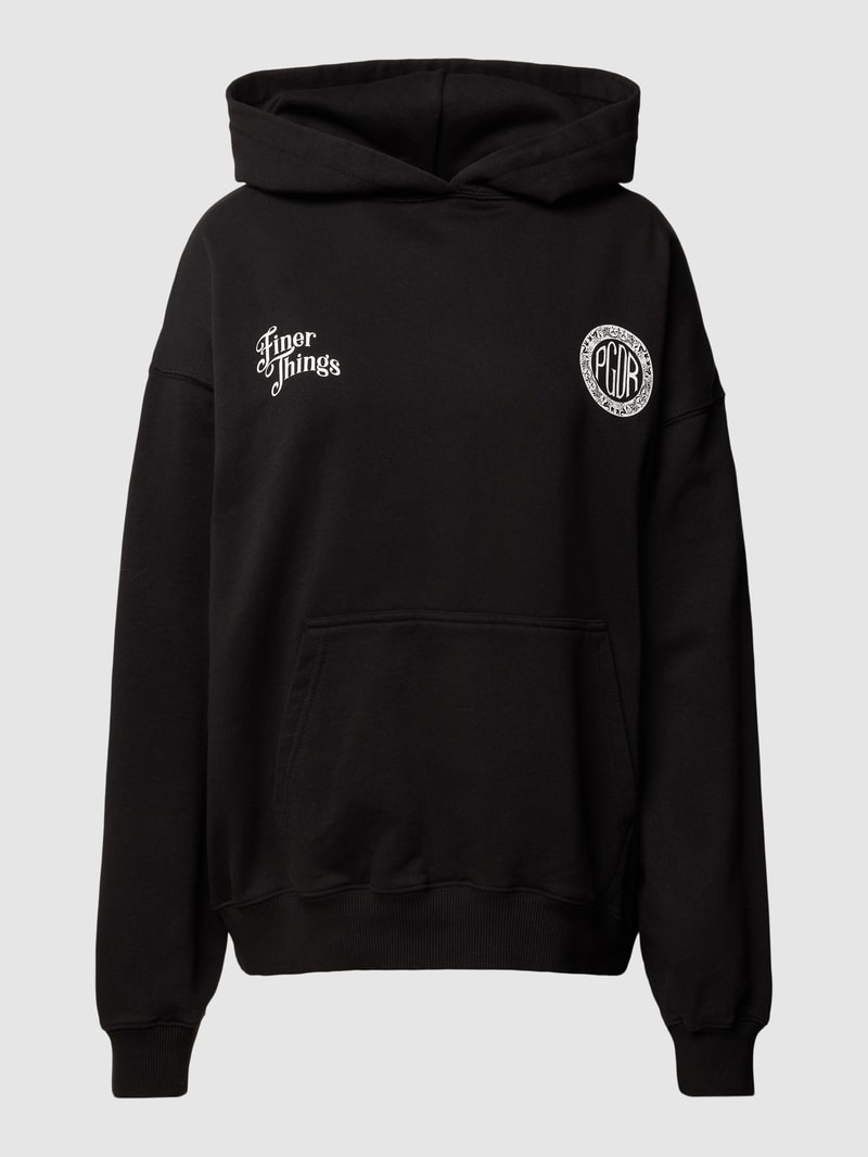 Oversized Hoodie mit Label-Print Modell 'TALBOT' in schwarz
