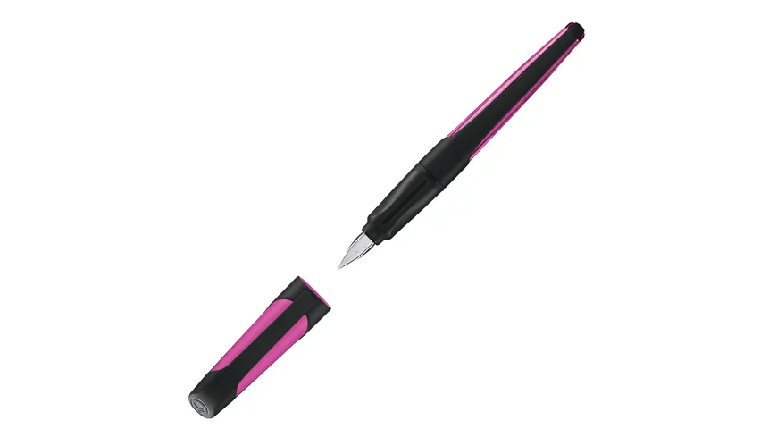 STABILO® EASYbuddy Füller mit Standart-Feder M in schwarz/magenta inklusive Patrone - Schreibfarbe blau (löschbar)