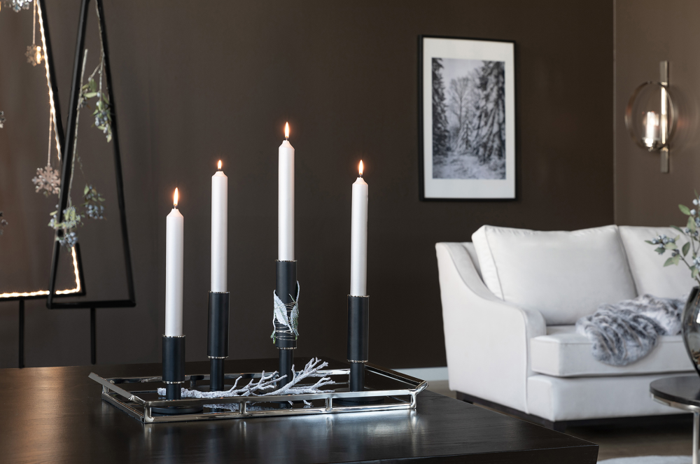 Stabkerze Candle weiß gelackt