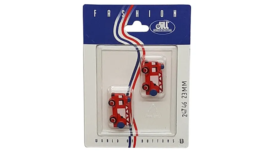 Dill Feuerwehrautoknopf mit Öse Ø 23mm 2er Pack rot