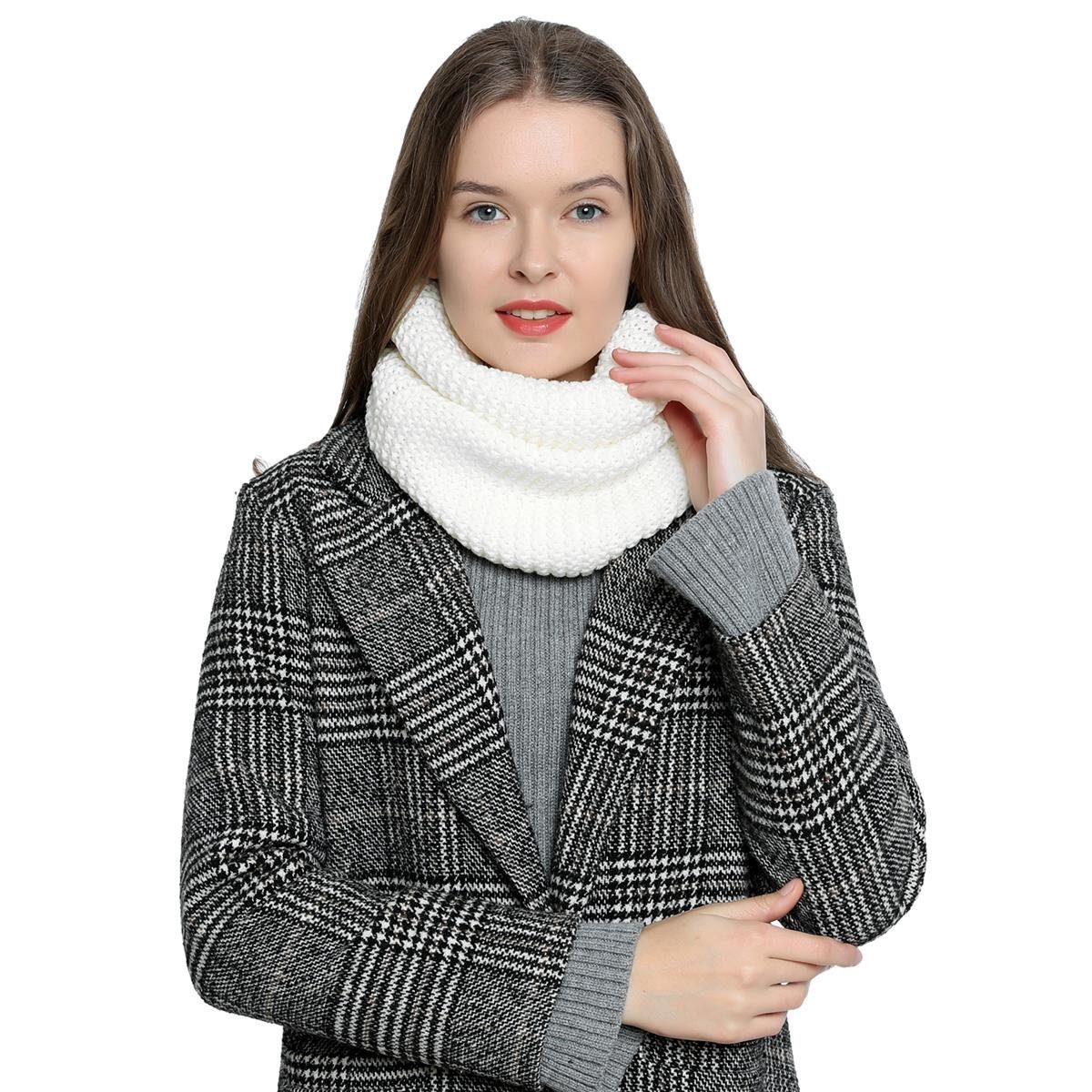 DonDon Schal Damen Winterschal Rundschal Schal, (1-St), Schlauchschal, warm und weich, Grobstrick
