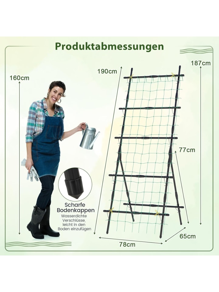 COSTWAY Gurke Rankhilfe Set 187cm in Schwarz günstig kaufen onesize