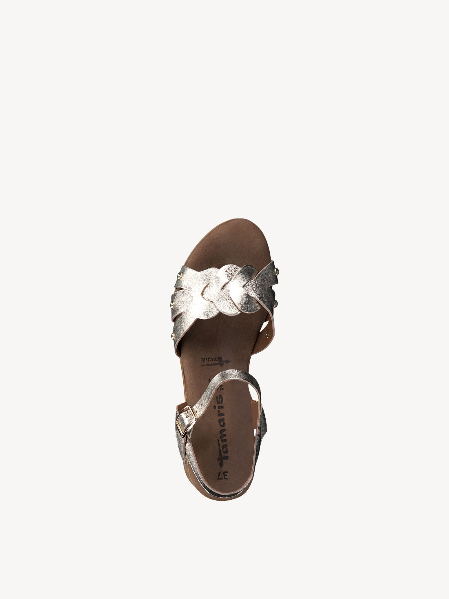 Sandale à talon en cuir - métallique