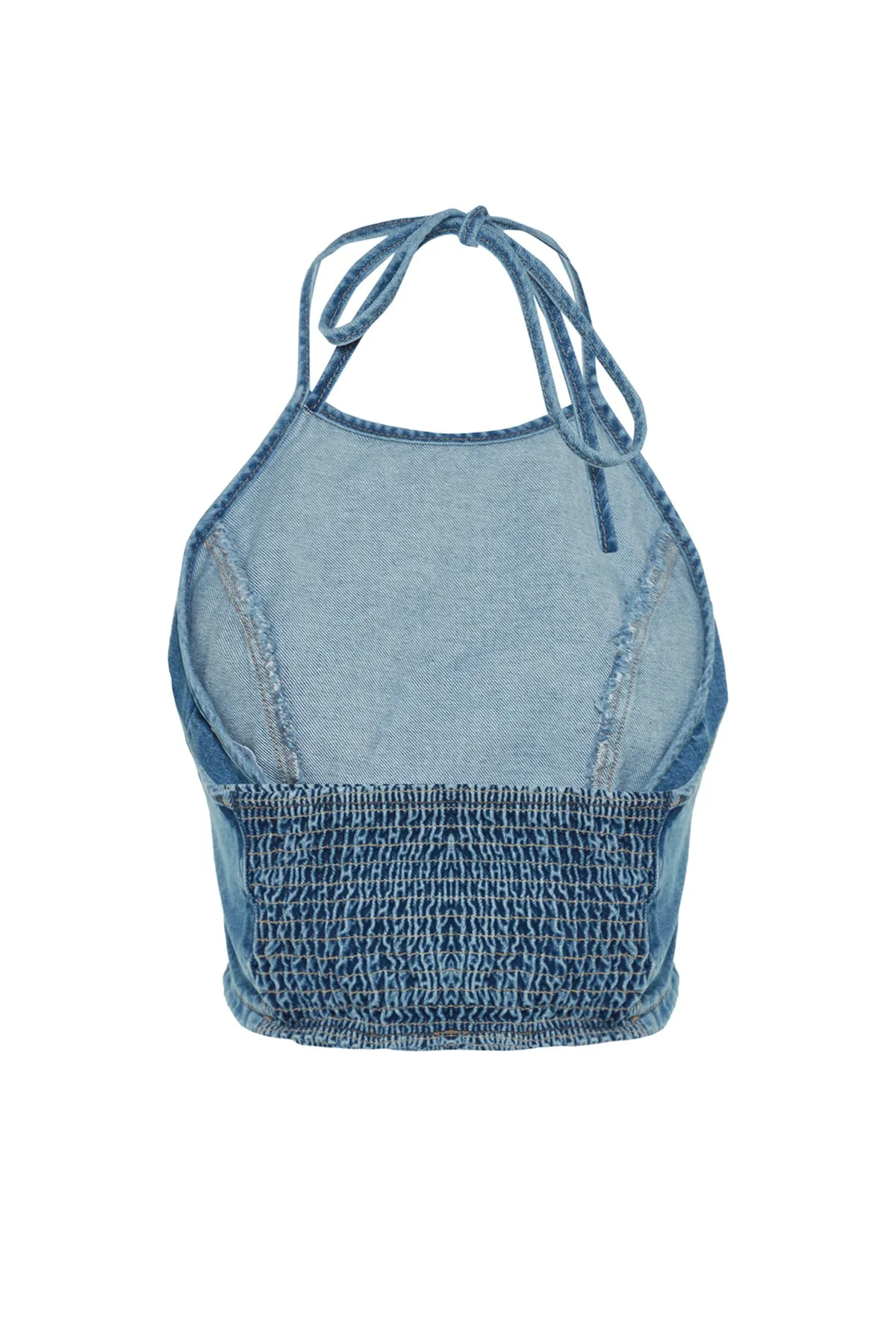 Trendyol Collection  Dunkelblaues Neckholder-Jeans-Bustier TWOSS23BS00011