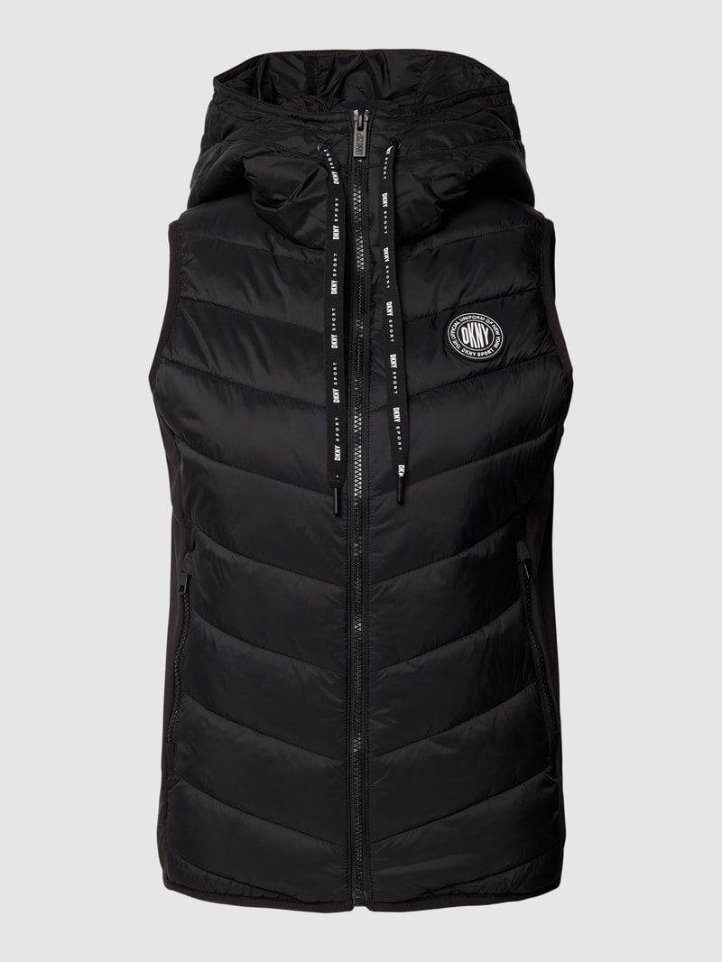 Steppweste mit Label-Patch Modell 'WET CIRE' in schwarz