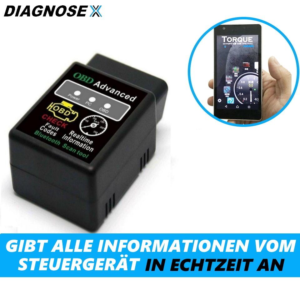 MAVURA OBD2-Diagnosegerät DIAGNOSEX OBD2 Diagnosegerät Bluetooth Autoscan Auslesegerät, Diagnose Gerät Auto Adapter für Apple Iphone iOS Smartphone Handy